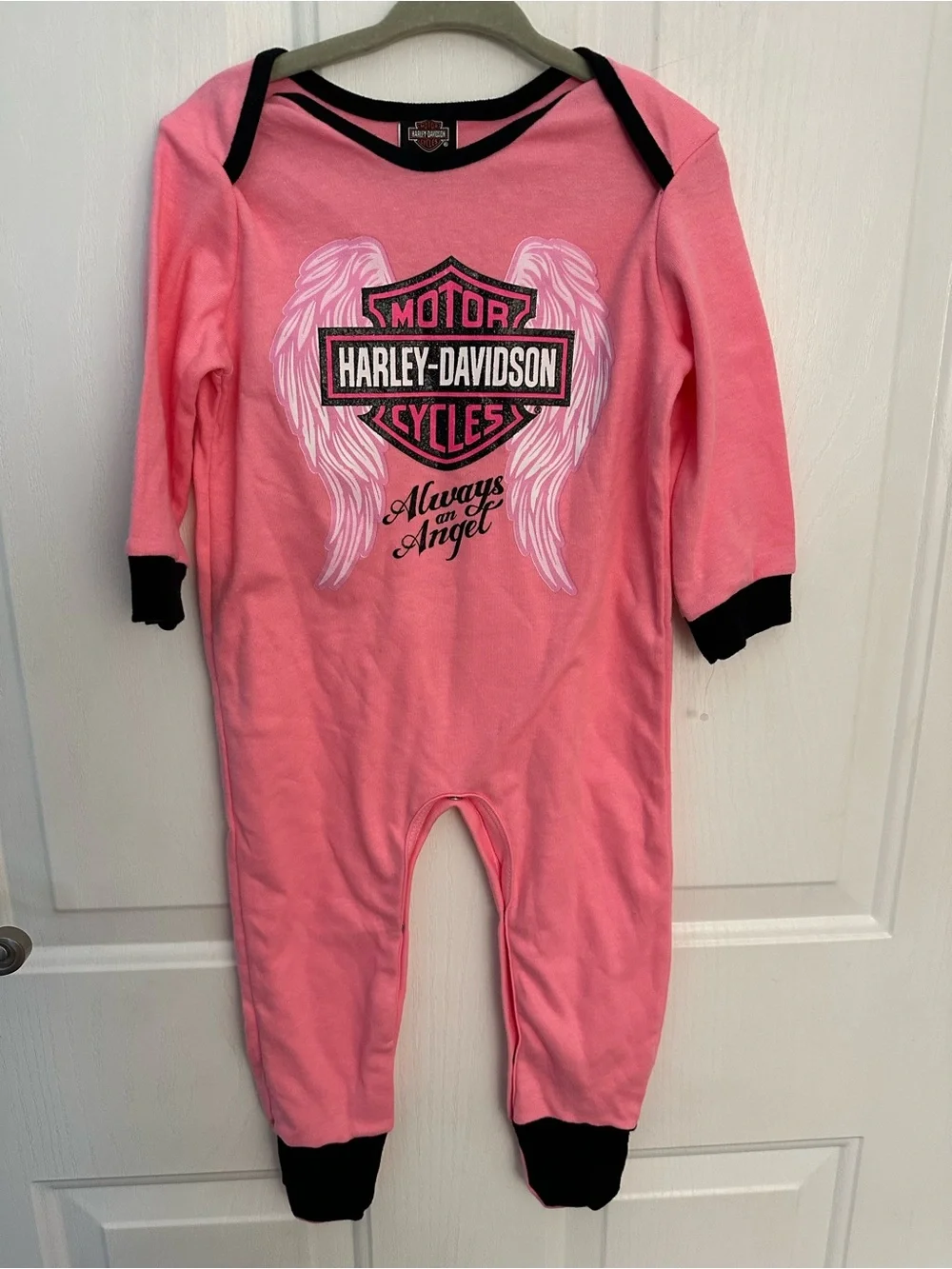 Harley-Davidson® Baby Girls' Glittery Interlock Footed Coveralls, Pink